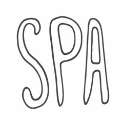 Spa. Hand written doodle vector word on white background