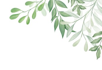 Flowers and leaves, watercolor, can be used as greeting card, invitation card for wedding, birthday and other holiday and summer background.