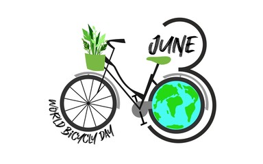 World Bicycle Day template design for banner, greeting cards, Logo, poster Vector Illustration