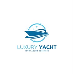 Yacht Luxury Ship Logo Design Vector Image