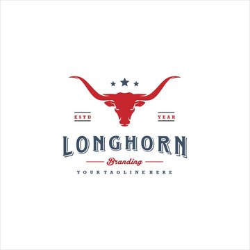 Longhorn Cattle Cow Angus Logo Design Vector Image