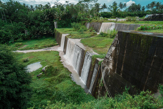The sabo dam functions to stem the flow of cold lava from this volcano in Nglumut, Magelang, Central Java, Indonesia to anticipate when Mount Merapi
