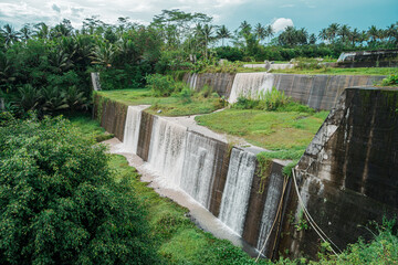 The sabo dam functions to stem the flow of cold lava from this volcano in Nglumut, Magelang, Central Java, Indonesia to anticipate when Mount Merapi