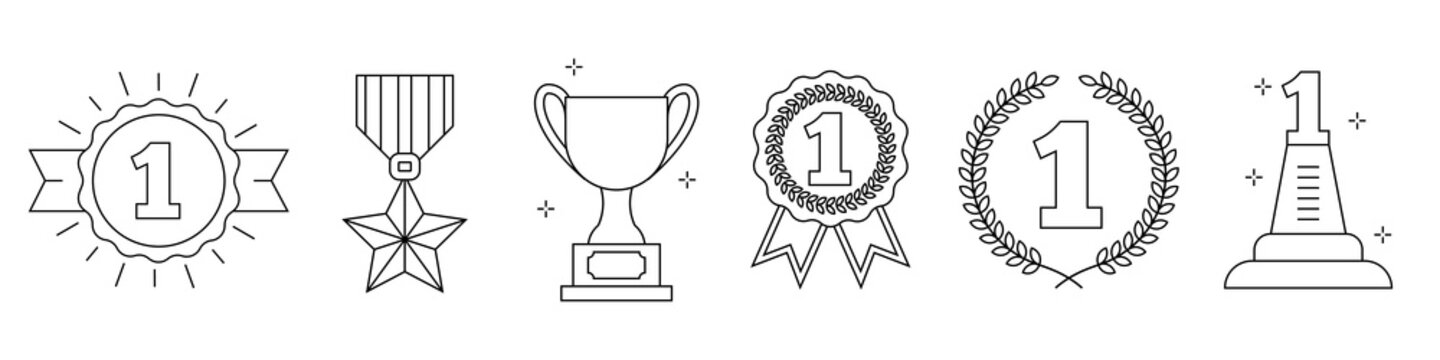 Champion icon vector set. Four line illustration sign with number one. winner symbol. leader logo.