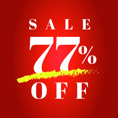 77% off tag seventy seven percent discount sale white letter red gradient background
