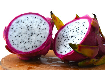 Sliced Pitaya or dragon fruit in the Vinh Hai market of Nha Trang Vietnam