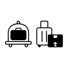 hotel cart, luggage icon with solid line style. Suitable for website design, logo, app and UI. Based on the size of the icon in general, so it can be reduced.