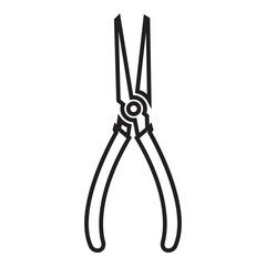 outline pliers isolated on white background