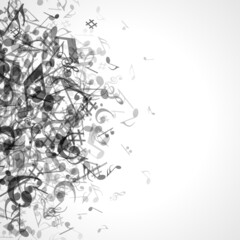 Abstract pile of greynotes vector clipart. Exploding music design with symphony melody classical and modern music. Beautiful volume of art in creative confetti decoration sonata.