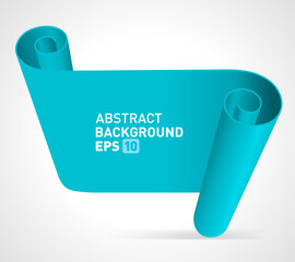 Unfolded blue scroll vector background. Rolled up abstract empty parchment for historical records. Vintage script for writing antique poetry messages and creative congratulations document.