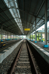 Jombang station which is still very empty of passengers due to the effects of the covid 19 pandemic, the station looks a little bit crowded at peak hour