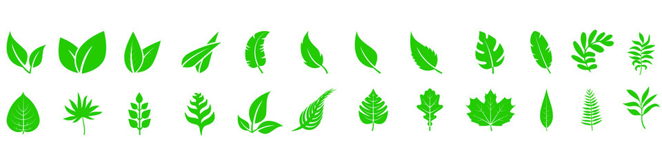 Green leave icon vector set. botany illustration sign collection. ecology symbol. eco sign.