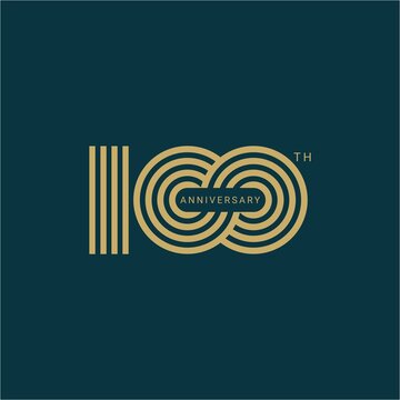 100 Year Anniversary Logo, Golden Color, Vector Template Design element for birthday, invitation, wedding, jubilee and greeting card illustration.