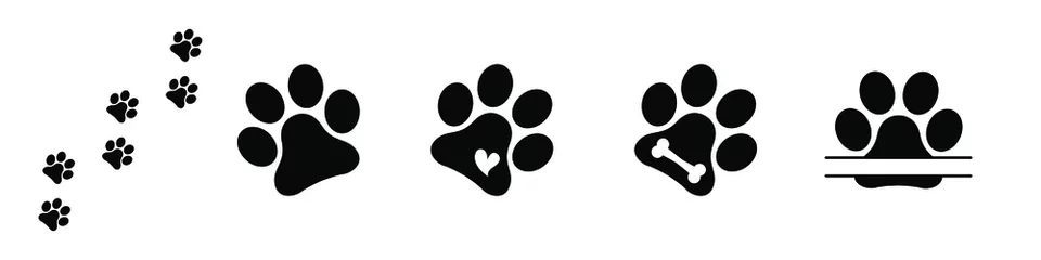 Tuinposter Heart paw icon vector set. Dog paw illustration sign collection. love dog symbol. © Denys