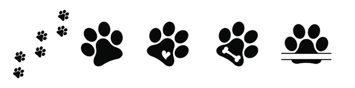 Heart paw icon vector set. Dog paw illustration sign collection. love dog symbol.
