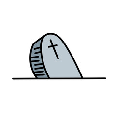 Tombstone - vector icon. Grave with a cross - a simple vector illustration with an outline.
