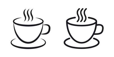Cup of hot coffee or tea line art icon