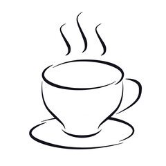 Cup of soup coffee or tea line art icon