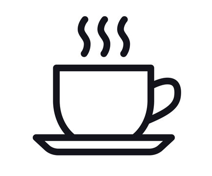 Cup of coffee or tea line art icon
