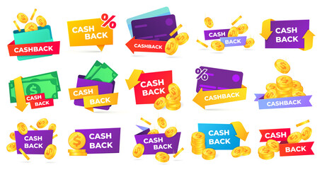 Cashback badges collection, get reward for purchase