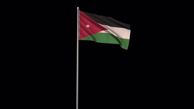 Jordan flag, 4k video background is transparent