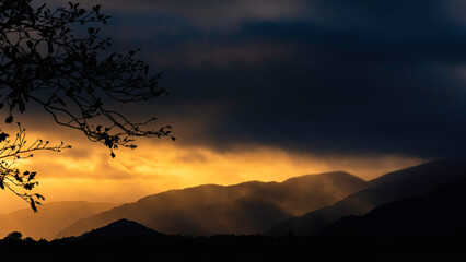 Moody sunset scene in Scottish Highlands