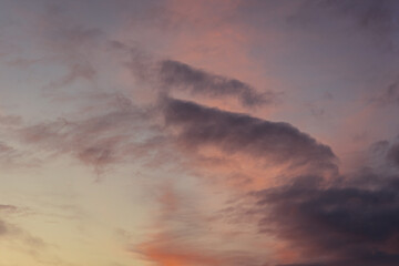 Sky with clouds during sunset in Warsaw, Poland