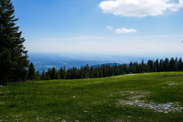 Fototapeta na wymiar Beautiful mountain summer landscape. Mount Schöckl Austria, Graz. Mountains in Austria.
