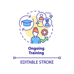 Ongoing training concept icon. Advantage of inclusive classrooms abstract idea thin line illustration. Staff development. Isolated outline drawing. Editable stroke. Arial, Myriad Pro-Bold fonts used