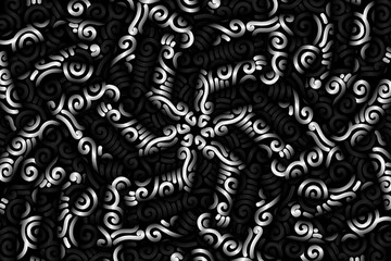 Beautiful black and white caleidoscope gradient flower line art pattern wallpaper of indonesian traditional abstract batik  ethnic dayak ornament for commercial  ads