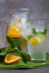 Photography of summer drinks.  Cocktail photo. Glass of lemonade. 