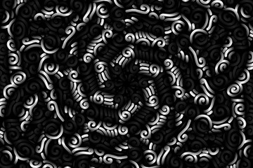 Beautiful black and white caleidoscope gradient flower line art pattern wallpaper of indonesian traditional abstract batik  ethnic dayak ornament for commercial  ads