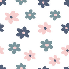 minimalistic seamless flowers pattern - decorate scrapbook, planner, stationery