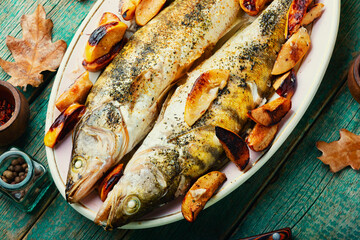 Baked dietary fish with quince