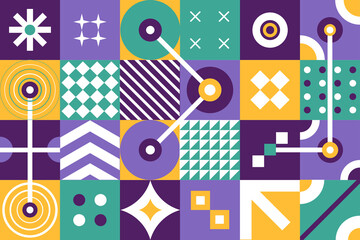 Colorful geometric poster. Minimalist artwork simple shape for template, brochure, web banner. Vector illustration