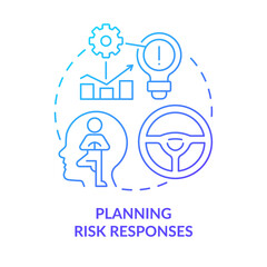 Planning risk responses blue gradient concept icon. Risk management process abstract idea thin line illustration. Options development. Isolated outline drawing. Myriad Pro-Bold font used