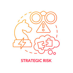 Strategic risk red gradient concept icon. Risk category abstract idea thin line illustration. Inadequate solutions. Expected failures. Isolated outline drawing. Myriad Pro-Bold font used
