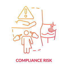 Compliance risk red gradient concept icon. Risk category abstract idea thin line illustration. Legal penalties. Breaching regulations. Isolated outline drawing. Myriad Pro-Bold font used