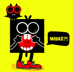 Bat and monster, cartoon funny design