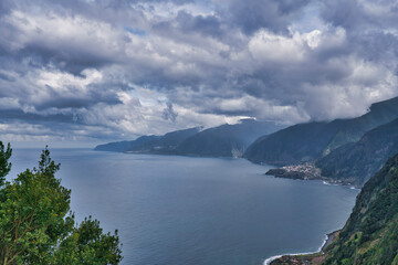 Fototapeta na wymiar Beautiful wild coast view near Porto Moniz and Seixal in Madeira Island, Portugal