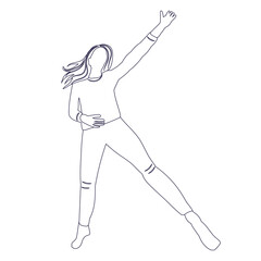 woman jumping sketch on white background, isolated, vector