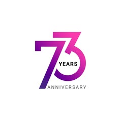 73 Year Anniversary Logo, Vector Template Design element for birthday, invitation, wedding, jubilee and greeting card illustration.
