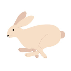Fototapeta premium Jumping hare. Cute eared rabbit runs. Vector illustration in a flat style.