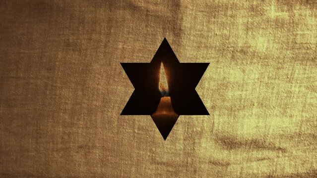 Jewish Memorial day burning candle. Honoring all who served the country. 4k video. concept. remembering all the people who died protecting the country. remembering the innocent. Deadly shooting 