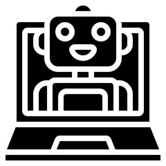 Fototapeta premium Laptop Robot Assistant Icon