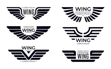 Wings badges collection, army labels for military force