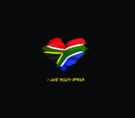 South Africa grunge flag heart for your design
