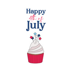 Happy 4th of July cupcake, greeting card