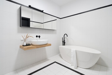 Spacious and minimalist bathroom