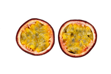Fresh passion fruit on white background